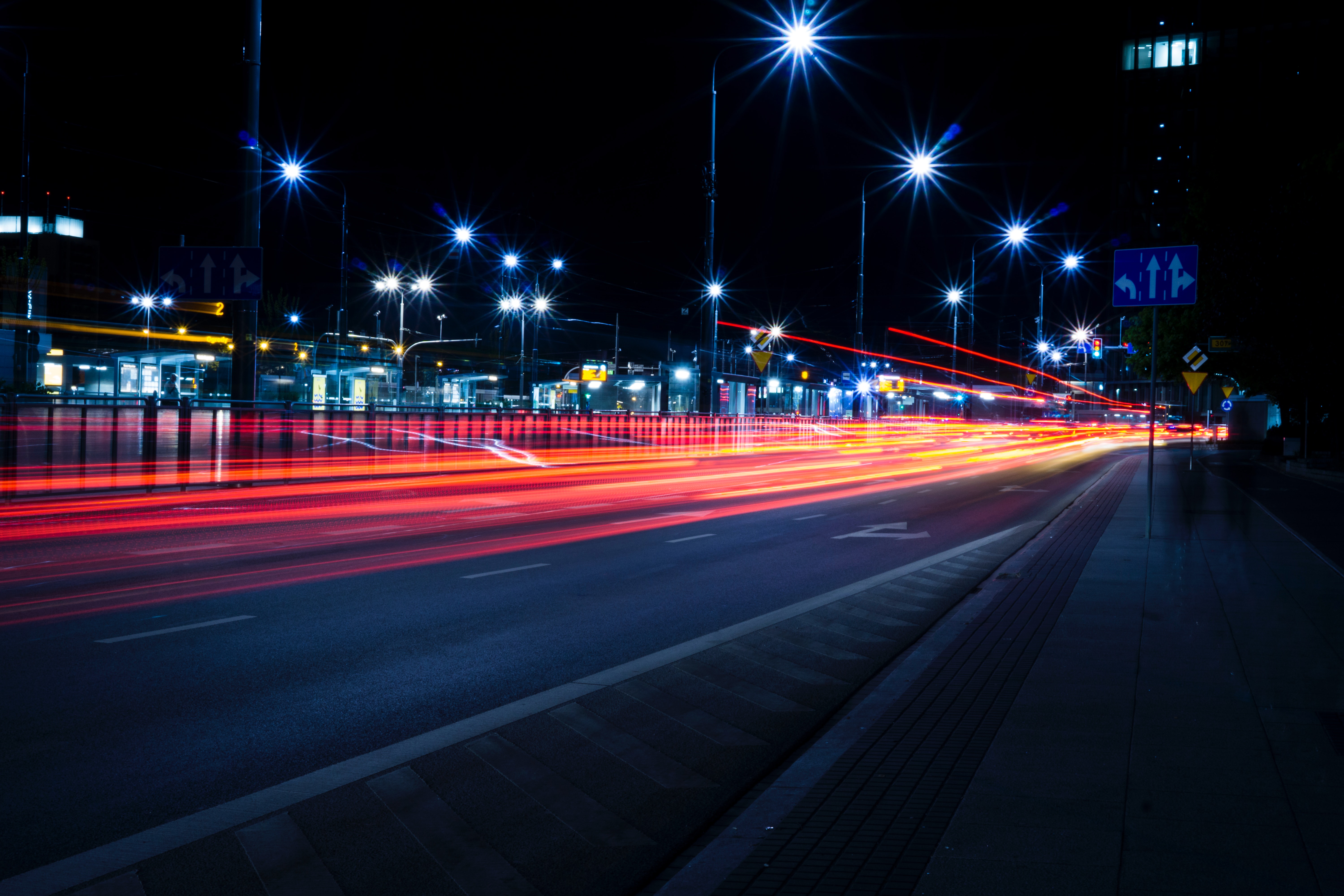 Lights bluring from passing by with speed